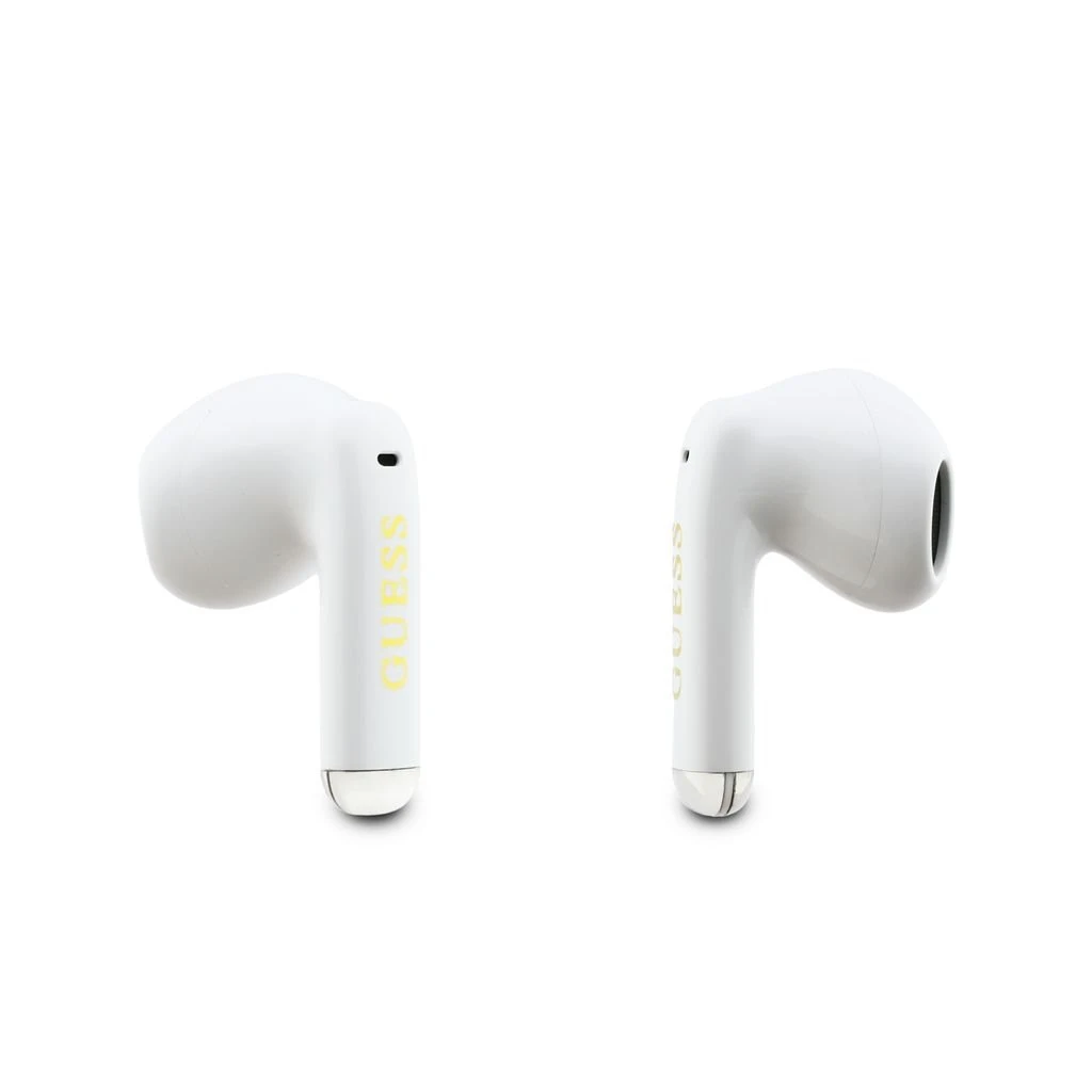 Guess Gold Line Glossy Classic Logo TWS Bezdrátová Sluchátka White