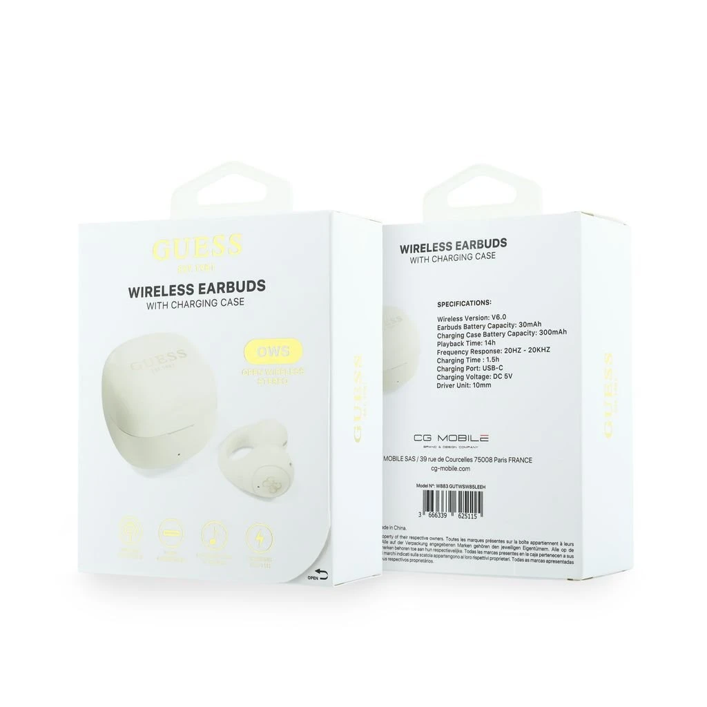 Guess Mini Classic Logo OWS Bezdrátová Sluchátka White