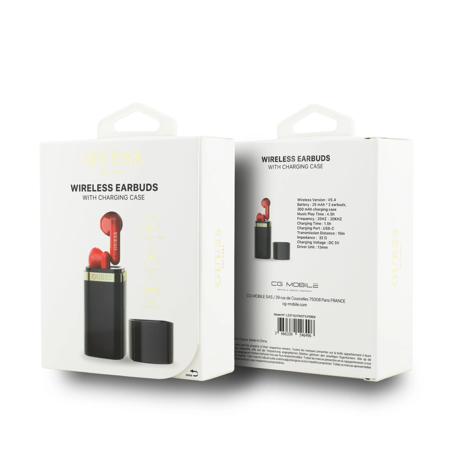 Guess Lipstick Shape TWS Bezdrátová Sluchátka Black
