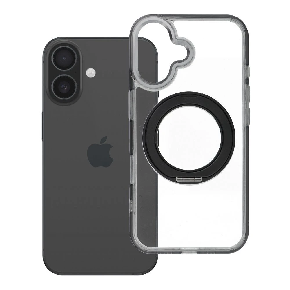Case for iPhone 16 Frame Circle Stand compatible with MagSafe black