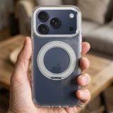 Case for iPhone 13 Frame Circle Stand compatible with MagSafe transparent