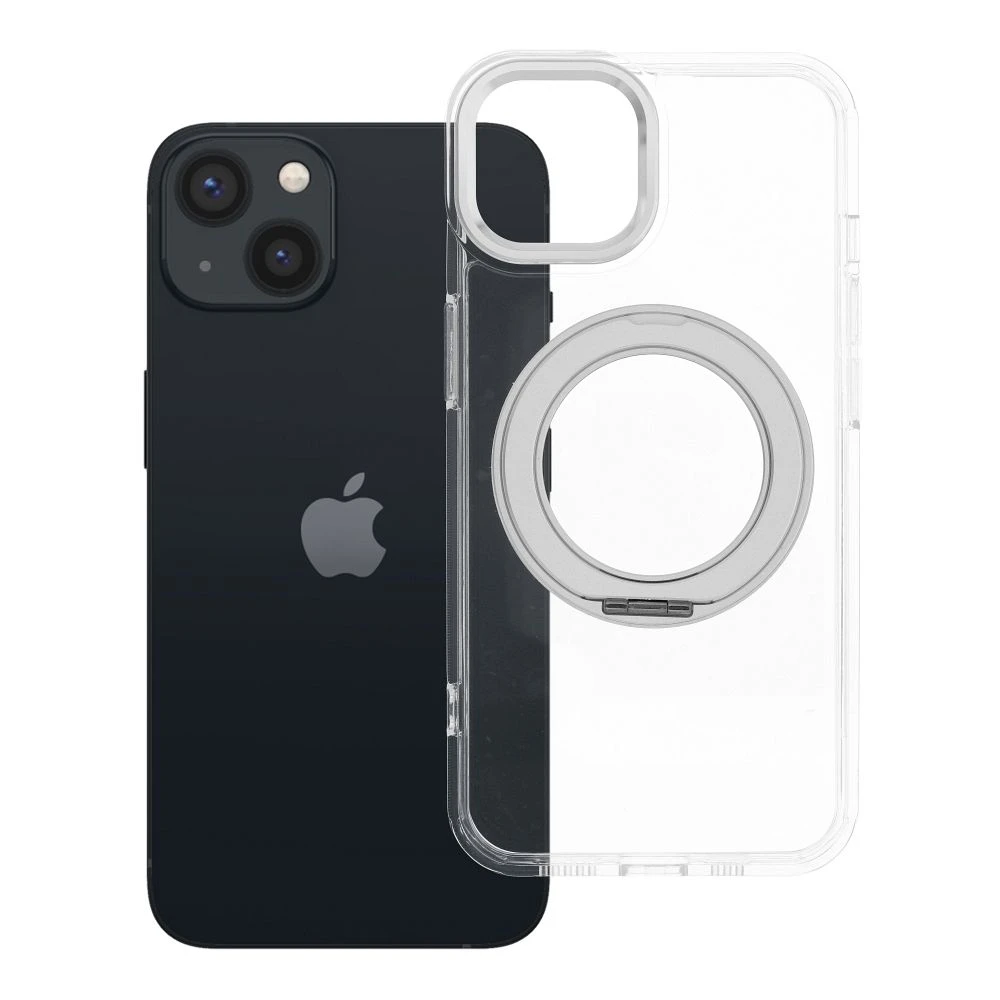 Case for iPhone 13 Frame Circle Stand compatible with MagSafe transparent