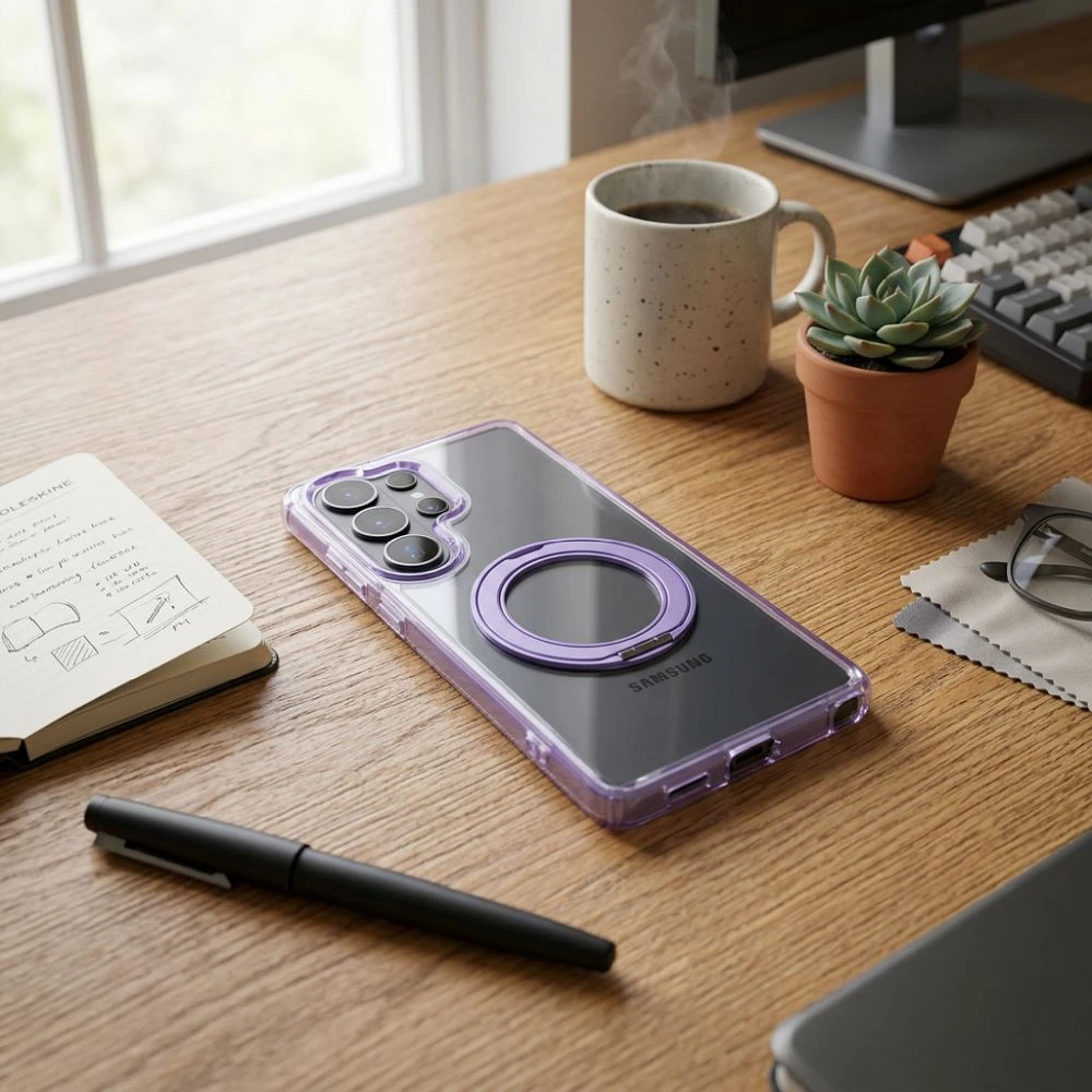Case for Samsung S26 Frame Circle Stand compatible with MagSafe purple