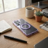 Case for Samsung A57 Frame Circle Stand compatible with MagSafe purple