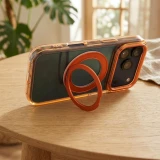 Case for iPhone 17 Pro / 18 Pro Frame Circle Stand compatible with MagSafe orange