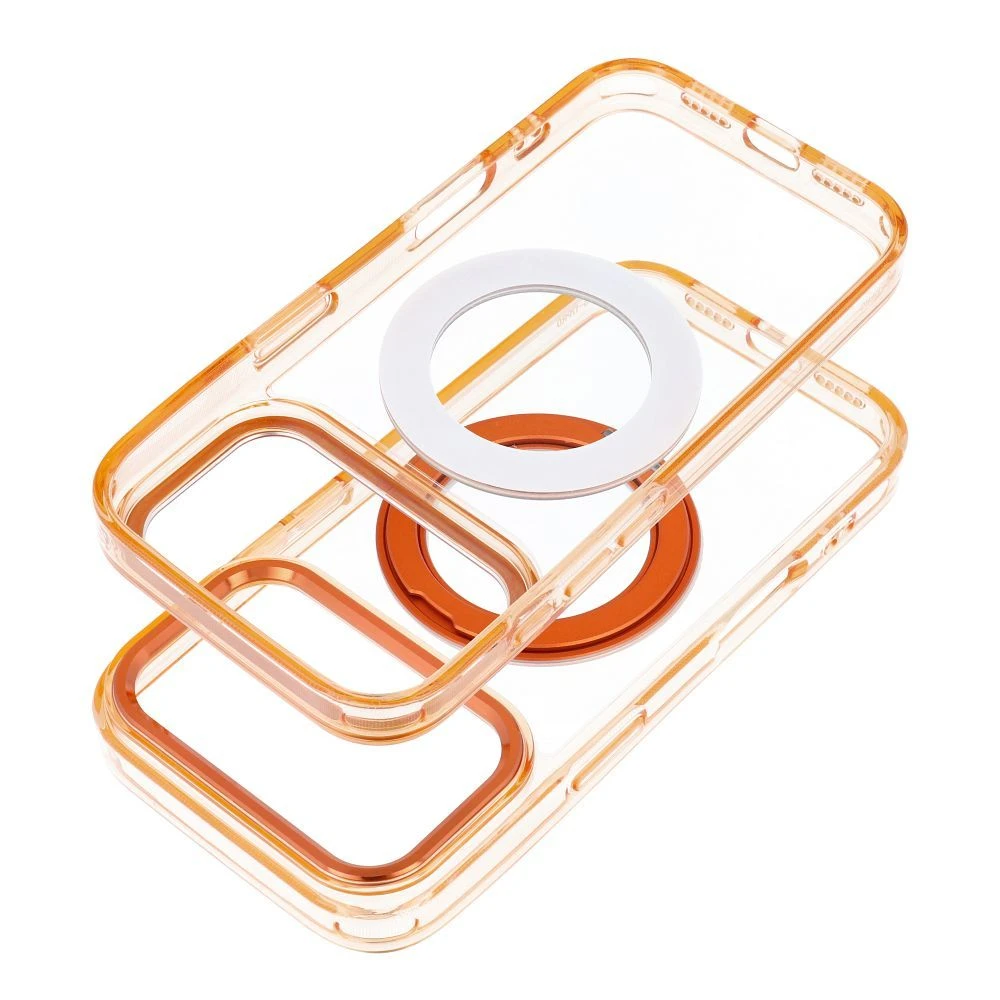 Case for iPhone 17 Pro / 18 Pro Frame Circle Stand compatible with MagSafe orange