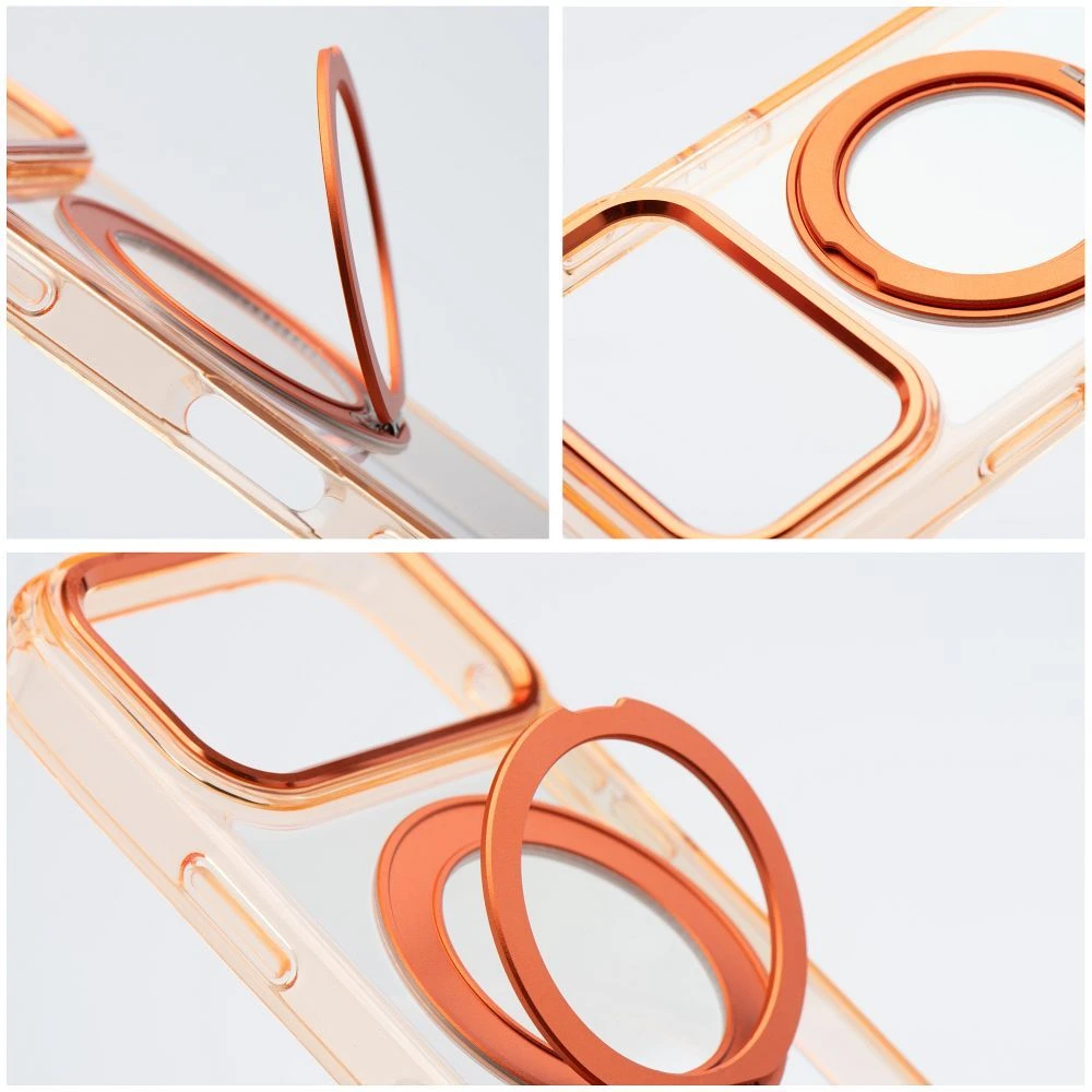 Case for iPhone 17 Pro / 18 Pro Frame Circle Stand compatible with MagSafe orange