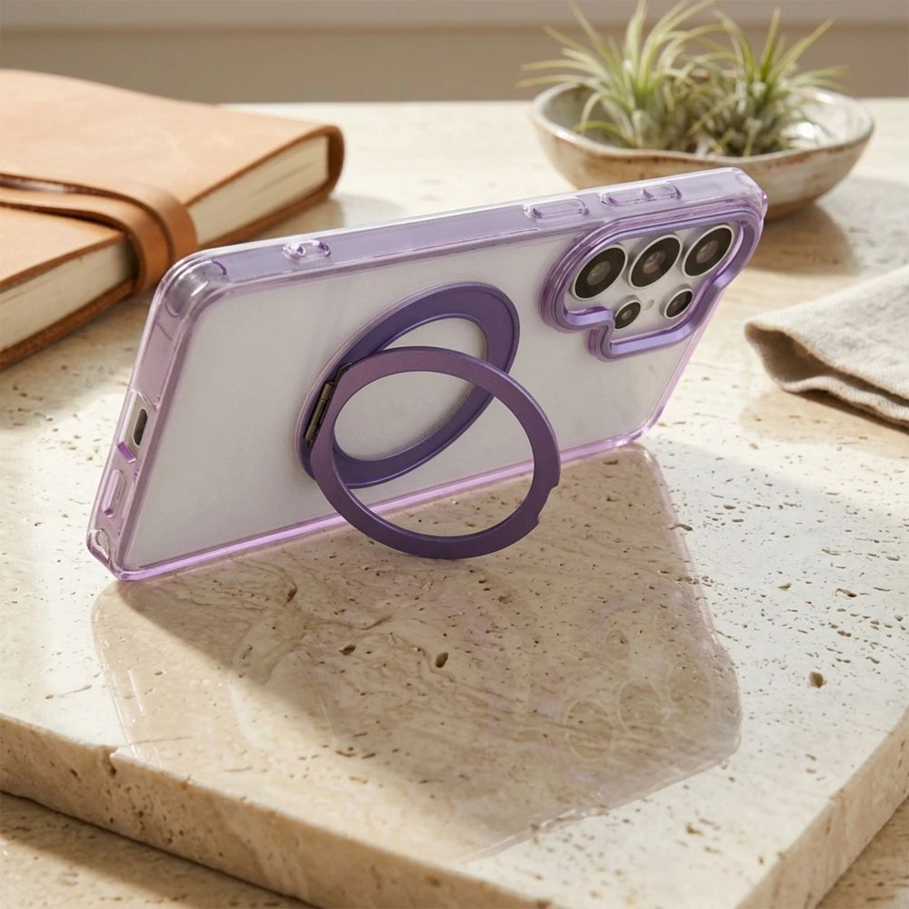 Case for Samsung S26 Ultra Frame Circle Stand compatible with MagSafe purple