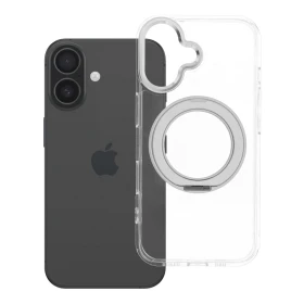 Zadní kryt Frame Circle Stand compatible with MagSafe pro Apple iPhone 16, transparentní