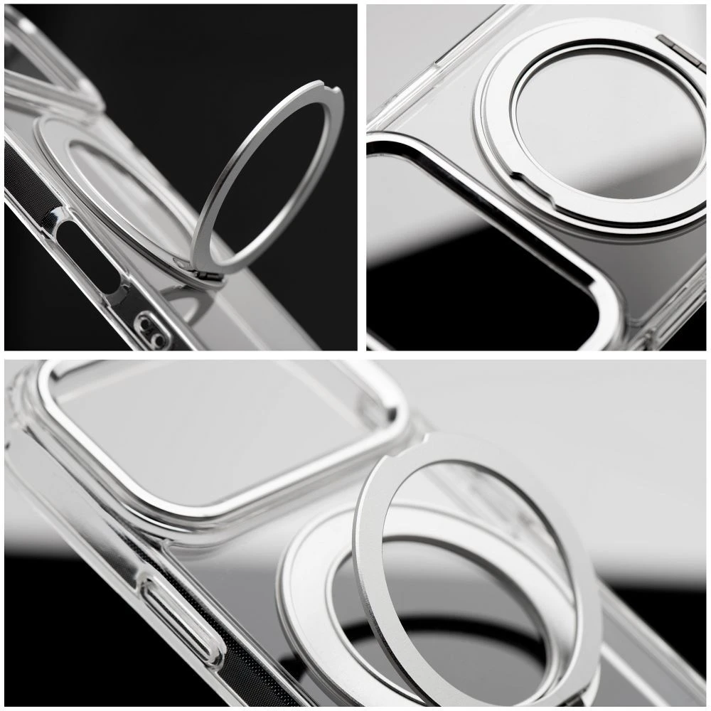 Case for iPhone 16 Frame Circle Stand compatible with MagSafe transparent