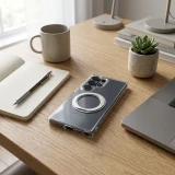 Case for Samsung A36 Frame Circle Stand compatible with MagSafe transparent