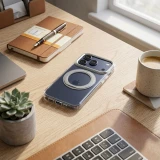 Case for iPhone 17 Pro / 18 Pro Frame Circle Stand compatible with MagSafe transparent