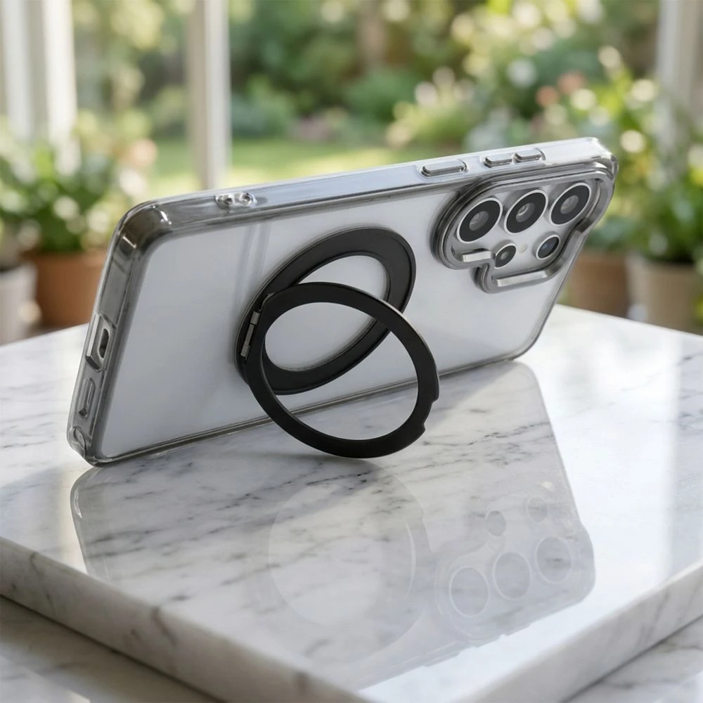 Case for Samsung S26 ULTRA Frame Circle Stand compatible with MagSafe transparent