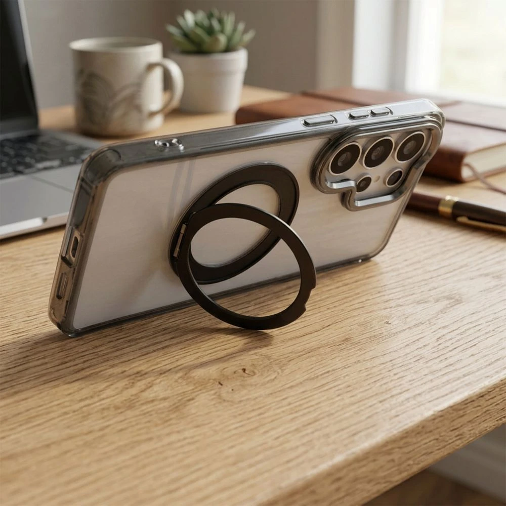 Case for Samsung A17 Frame Circle Stand compatible with MagSafe black