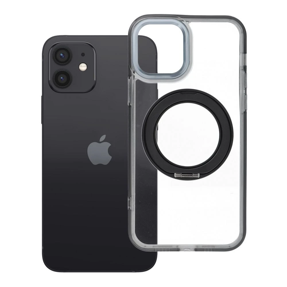 Case for iPhone 12 Frame Circle Stand compatible with MagSafe black
