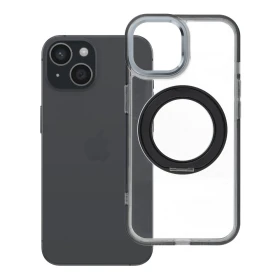 Zadní kryt Frame Circle Stand compatible with MagSafe pro Apple iPhone 15, černá