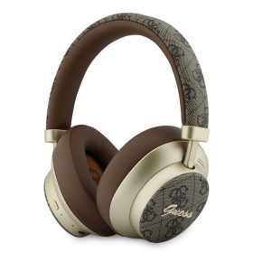 Guess PU 4G Gold Script Metal Logo ENC hnědá