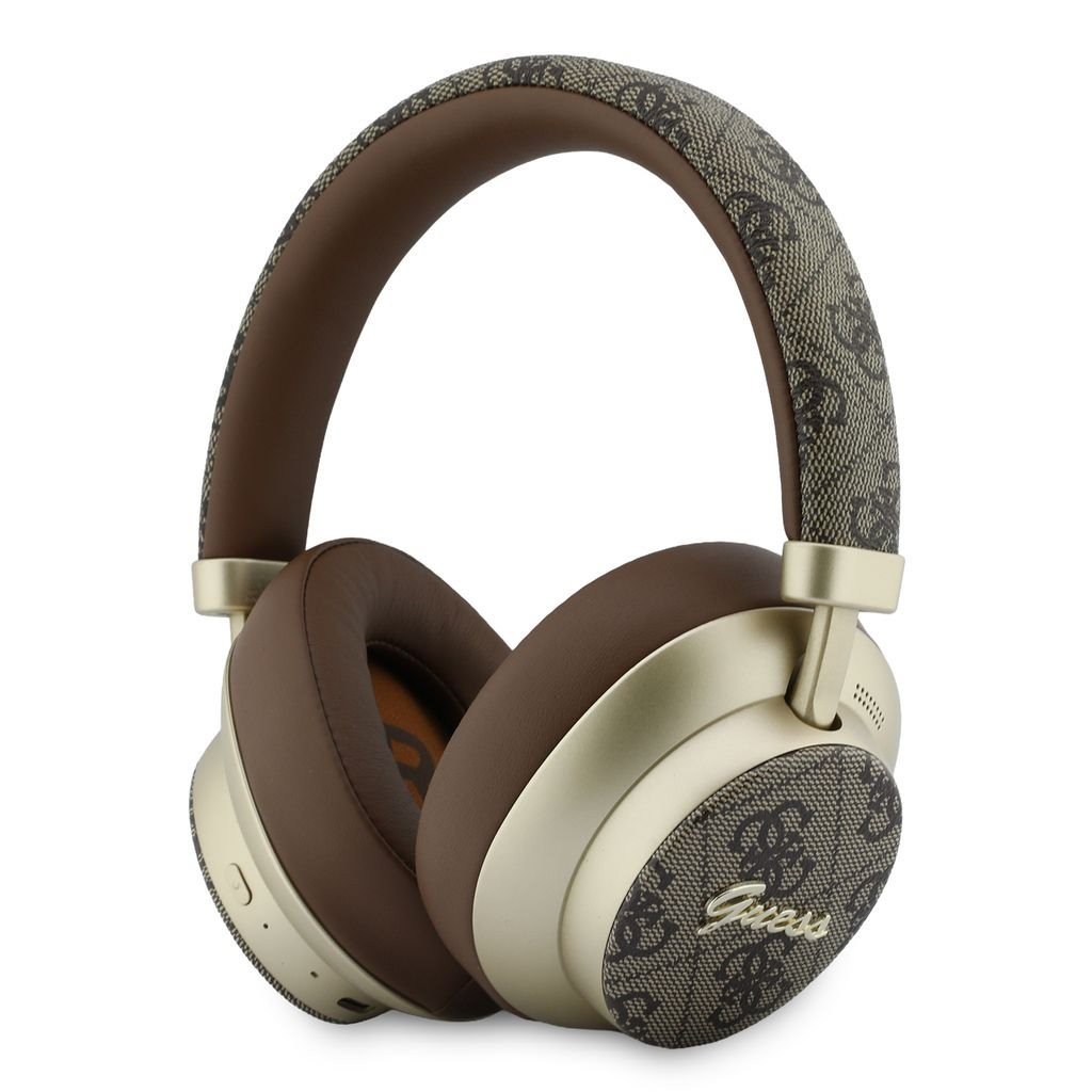 Guess PU 4G Gold Script Metal Logo ENC hnědá