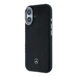 Mercedes PU Leather Wood Semi Wrap MagSafe Zadní Kryt pro iPhone 17 Black