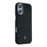 Mercedes PU Leather Wood Semi Wrap MagSafe Zadní Kryt pro iPhone 17 Black