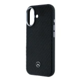Mercedes PU Leather Wood Semi Wrap MagSafe Zadní Kryt pro iPhone 17 Black