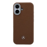 Mercedes PU Leather Wood Semi Wrap MagSafe Zadní Kryt pro iPhone 17 Camel