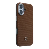 Mercedes PU Leather Wood Semi Wrap MagSafe Zadní Kryt pro iPhone 17 Camel