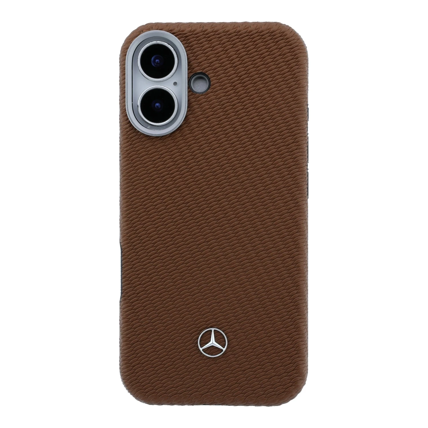Mercedes PU Leather Wood Semi Wrap MagSafe Zadní Kryt pro iPhone 17 Camel