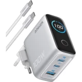 Nabíječka do sítě Anker 100W, 2xUSB-C, 1xUSB, stříbrná