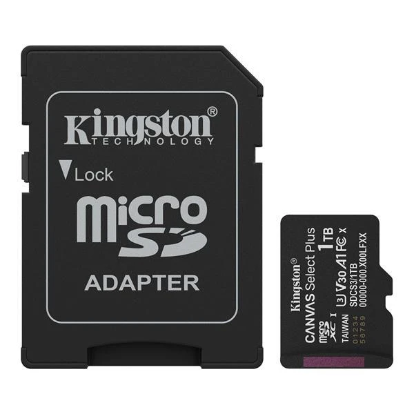 Paměťová karta 1TB Kingston microSDXC Canvas SelectPlus Gen3 150MB/s A1 s adaptérem