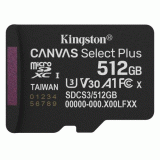 Paměťová karta 512GB Kingston microSDXC Canvas SelectPlus Gen3 150MB/s A1 s adaptérem