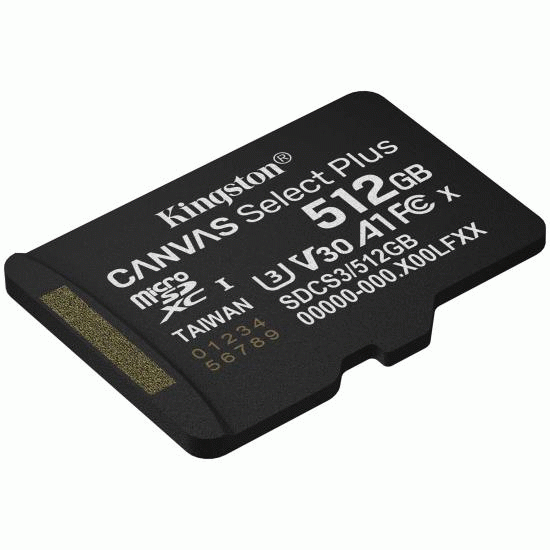Paměťová karta 512GB Kingston microSDXC Canvas SelectPlus Gen3 150MB/s A1 s adaptérem