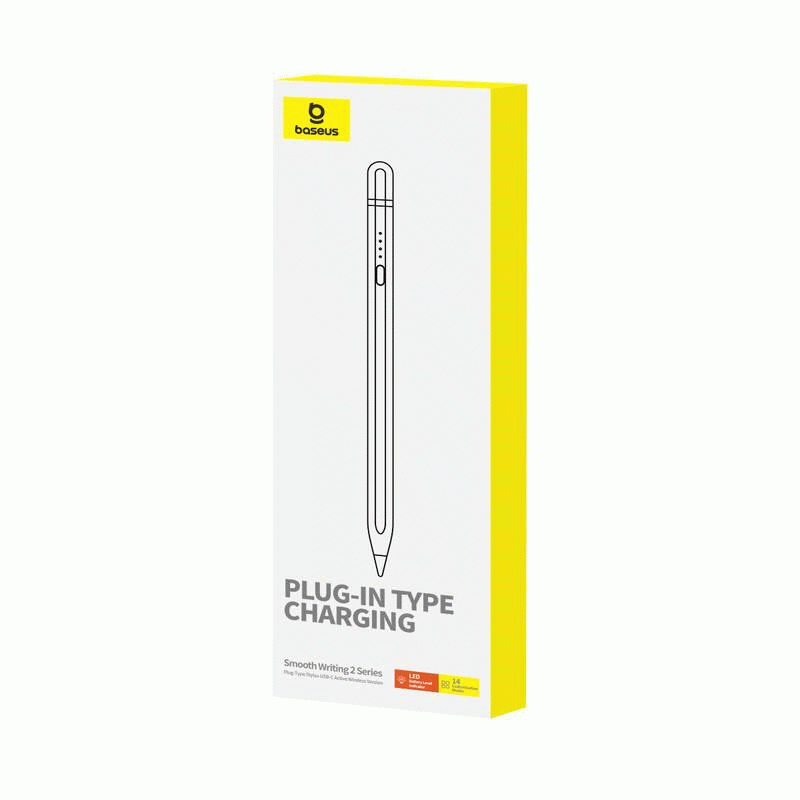 Stylus Baseus Smooth Writing 2 s bezdrátovým nabíjením a kabelem USB/USB-C, bílá