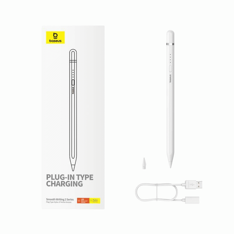 Stylus Baseus Smooth Writing 2 s kabelovým nabíjením lightning, bílá