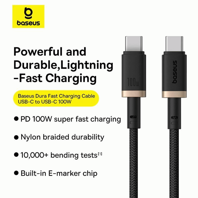 Kabel Baseus Dura USB-C/USB-C 1m 100W, černo/zlatá