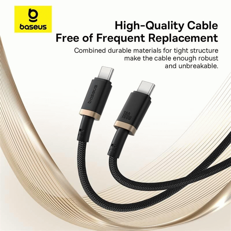 Kabel Baseus Dura USB-C/USB-C 1m 100W, černo/zlatá