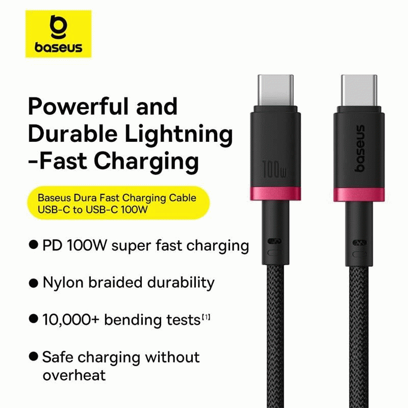 Kabel Baseus Dura USB-C/USB-C 1m 100W, červeno/černá