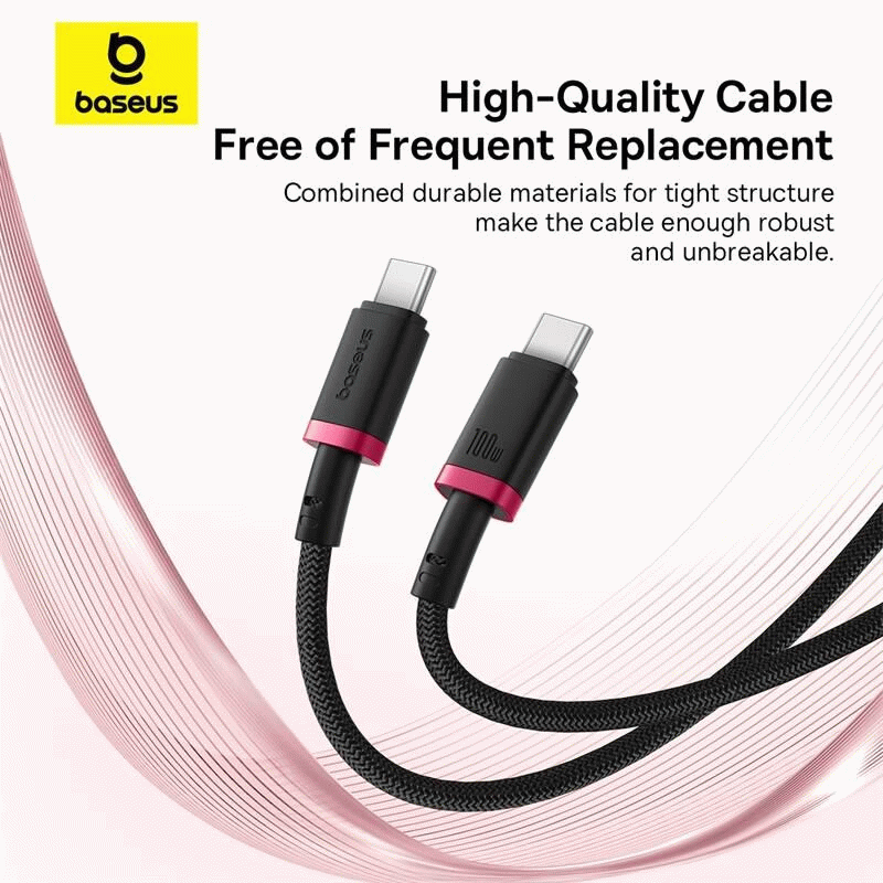 Kabel Baseus Dura USB-C/USB-C 1m 100W, červeno/černá