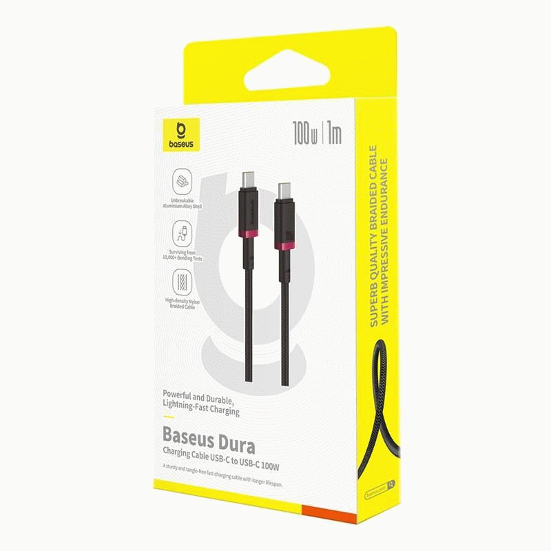 Kabel Baseus Dura USB-C/USB-C 1m 100W, červeno/černá