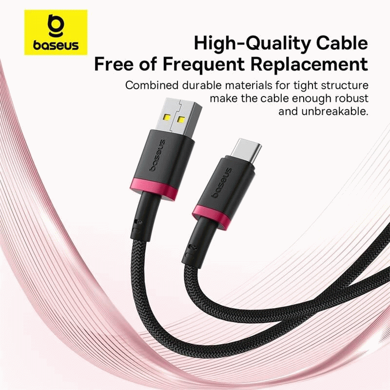 Kabel Baseus Dura USB/USB-C 1m 60W, červeno/černá