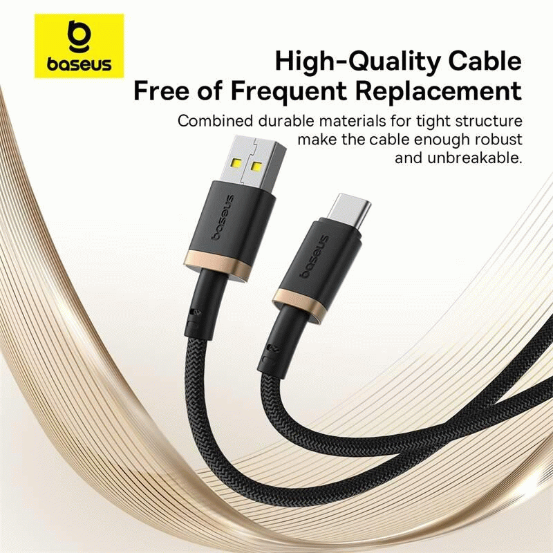 Kabel Baseus Dura USB/USB-C 2m 60W, černo/zlatá