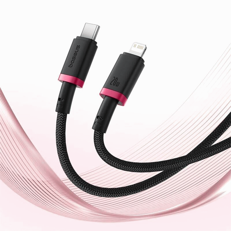 Kabel Baseus Dura USB-C/Lightning 1m 20W, černo/červená