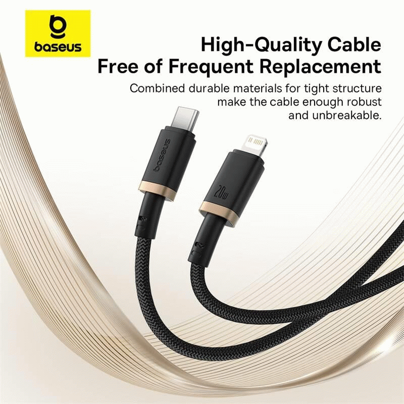 Kabel Baseus Dura USB-C/Lightning 1m 20W, černo/zlatá