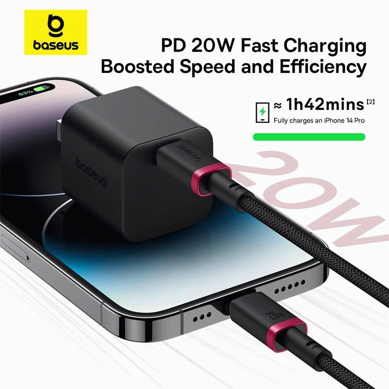 Kabel Baseus Dura USB-C/Lightning 2m 20W, černo/červená