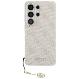 Zadní kryt Guess PU 4G Classic Logo with Charm GUHMS26LGF4GPI pro Samsung Galaxy S26 Ultra, růžová