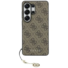 Zadní kryt Guess PU 4G Classic Logo with Charm GUHMS26LGF4GBR pro Samsung Galaxy S26 Ultra, hnědá