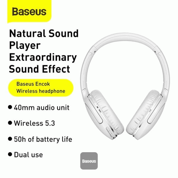 Bluetooth sluchátka Baseus Encok D02 Pro, bílá