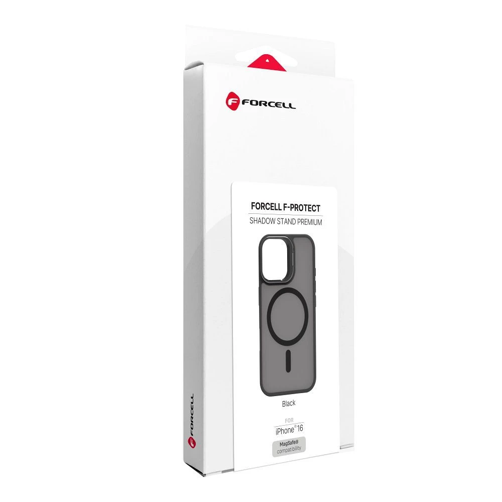 Case for iPhone 16 Forcell F-Protect Shadow Stand Premium compatible with MagSafe black