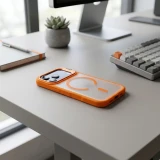 Case for iPhone 17 Pro / 18 Pro Forcell F-Protect Shadow Stand Premium compatible with MagSafe orange