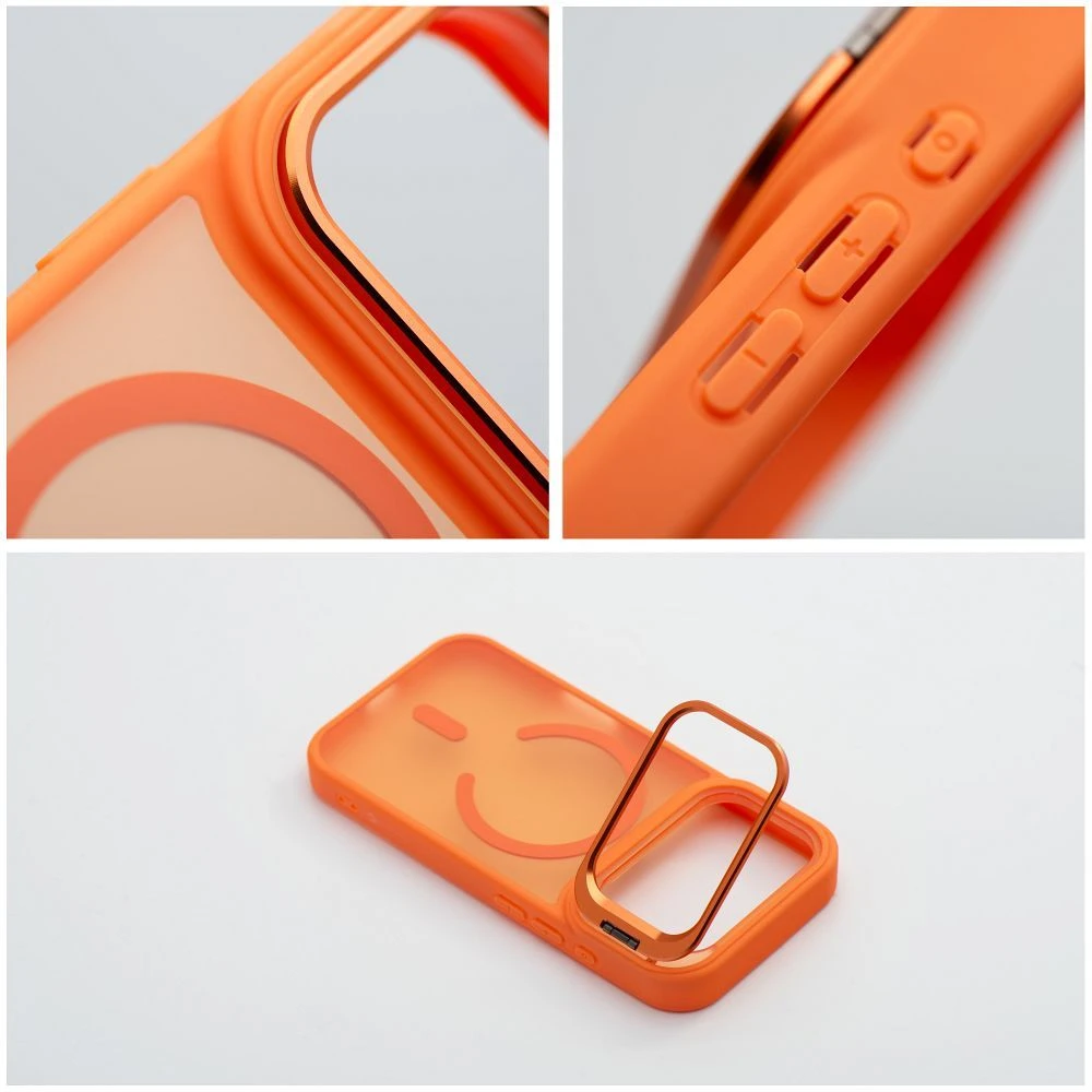 Case for iPhone 17 Pro / 18 Pro Forcell F-Protect Shadow Stand Premium compatible with MagSafe orange
